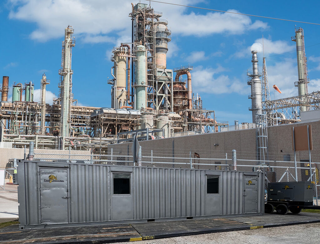 Tiger-Industrial-Rentals-8x40-Blast-Resistant-Building-in-Refinery-Front-View